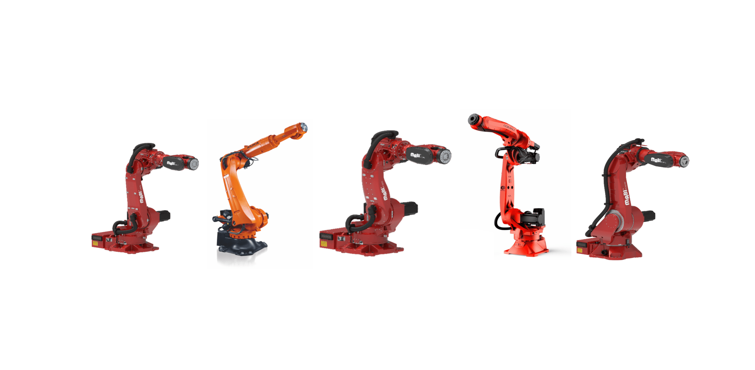 Industrial robots from MABI, Comau, and Kuka